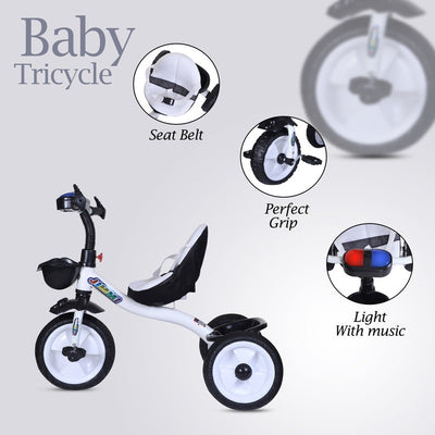 Tricycle with Dual Storage Basket | 2 to 5 Years (Black, White)