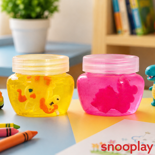 Set of 2 Crystal Mud Slime with Unicorn Inside for Kids - Pink & Yellow