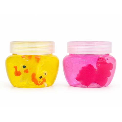 Set of 2 Crystal Mud Slime with Unicorn Inside for Kids - Pink & Yellow