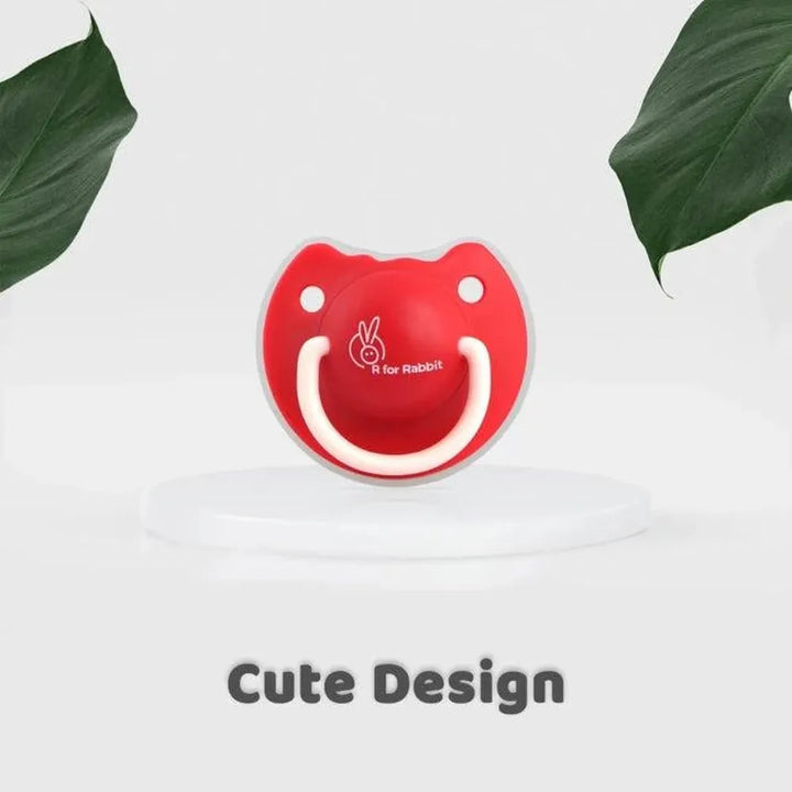 R for Rabbit Tusky Baby Pacifier – Red | Ultra-Soft Silicone Nipple | BPA-Free Orthodontic Design & Hygienic Cover
