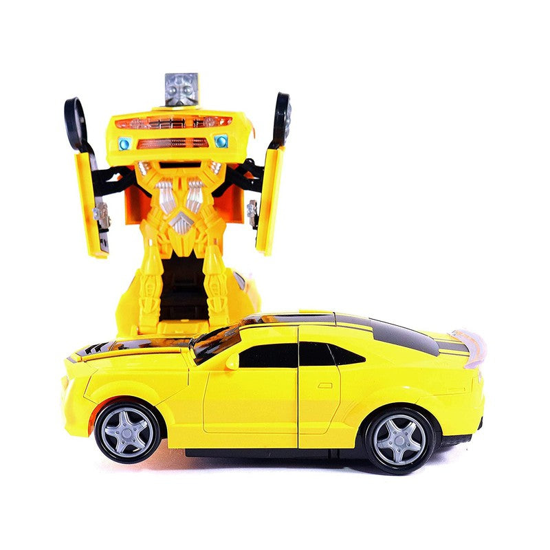 Battery Operated Deform Robot Truck for Kids | Bump & Go Action | 2 in 1 Robot Truck Toy with 3D Lights and Music (Yellow)