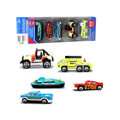 Friction City Cars Cars ||Die Cast Metal|| Multi Colour || Pack of 5 Mini Cars|| 1:64 Scale Ratio (Set of 5)