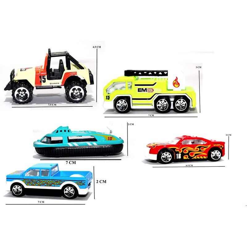 Friction City Cars Cars ||Die Cast Metal|| Multi Colour || Pack of 5 Mini Cars|| 1:64 Scale Ratio (Set of 5)