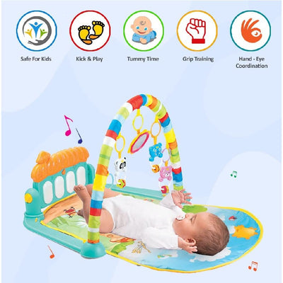 3 in 1 Baby Gym Musical Play Mats for Floor Kick and Play | Piano Gym Activity Center with Music, Lights and Sounds Toys for Infants Baby and Toddlers (Multicolor)