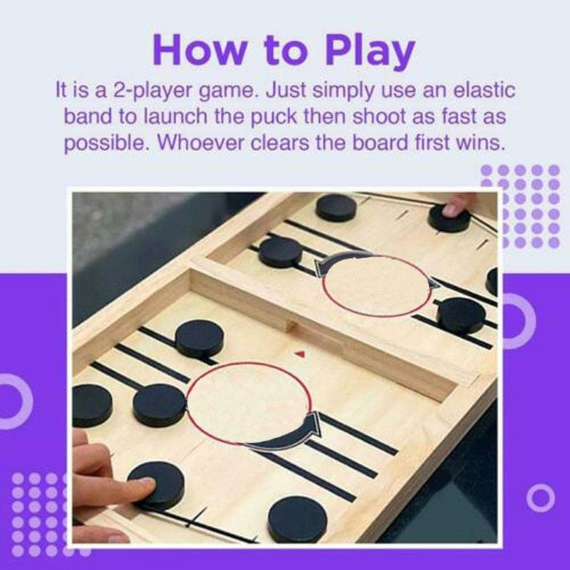 Fast Sling Puck Game Board String Hockey Toy | Party Game for Adult Parent Kids Children Family (58 cm, Brown)