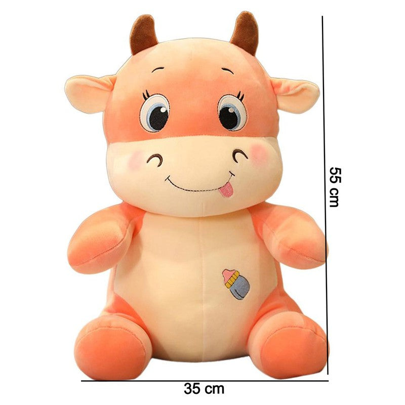 Zyamalox Polyfill Cuddly Soft Cow Plush Toy Pink - Height 55 cm