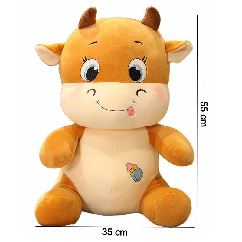 Zyamalox Polyfill Cuddly Soft Cow Plush Toy Brown - Height 55 cm