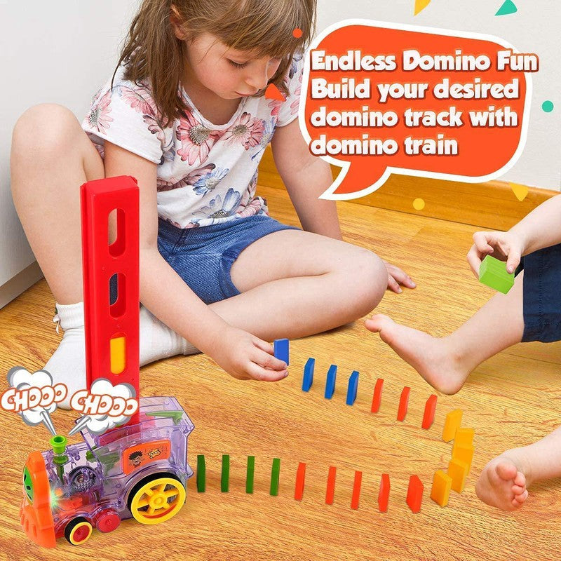 Electric Domino Train Set for Kids | Educational Building Blocks with Light & Sound | Stacking Tile Game Toy