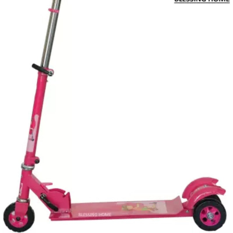 Robust Metallic 3-Wheel Scooter for Kids with Height Adjustment - Kids Kick Scooter pink Color (Pink)