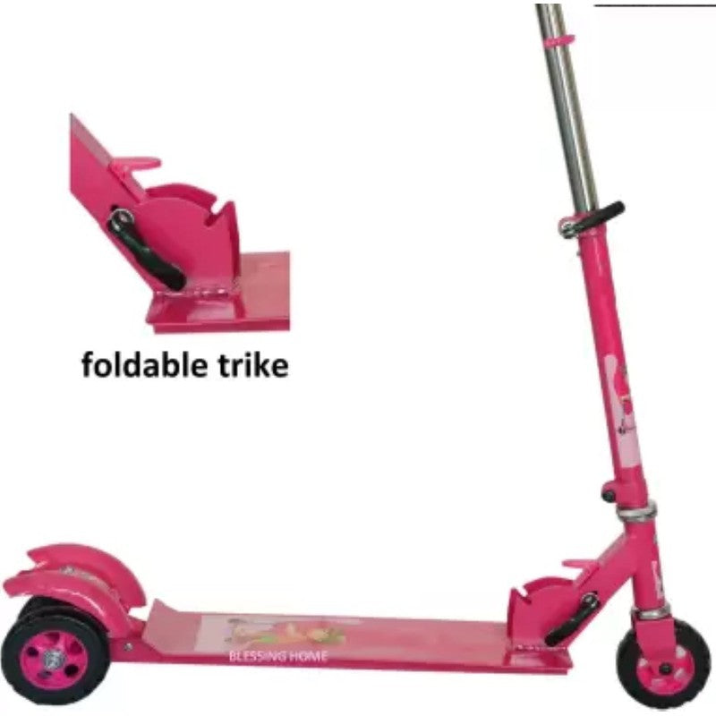 Robust Metallic 3-Wheel Scooter for Kids with Height Adjustment - Kids Kick Scooter pink Color (Pink)