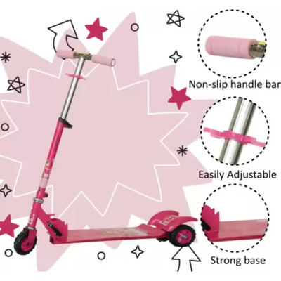 Robust Metallic 3-Wheel Scooter for Kids with Height Adjustment - Kids Kick Scooter pink Color (Pink)