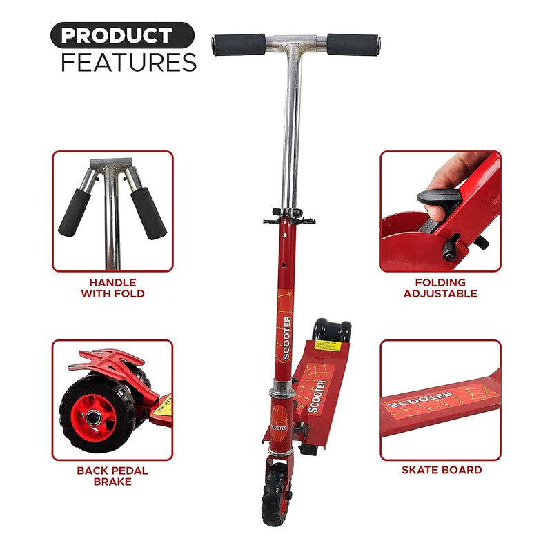 Versatile Heights: Sturdy red 3-Wheel Kick Scooter for Kids with Adjustable Height and Enhanced Durability for Safe and Enjoyable Riding (Red)