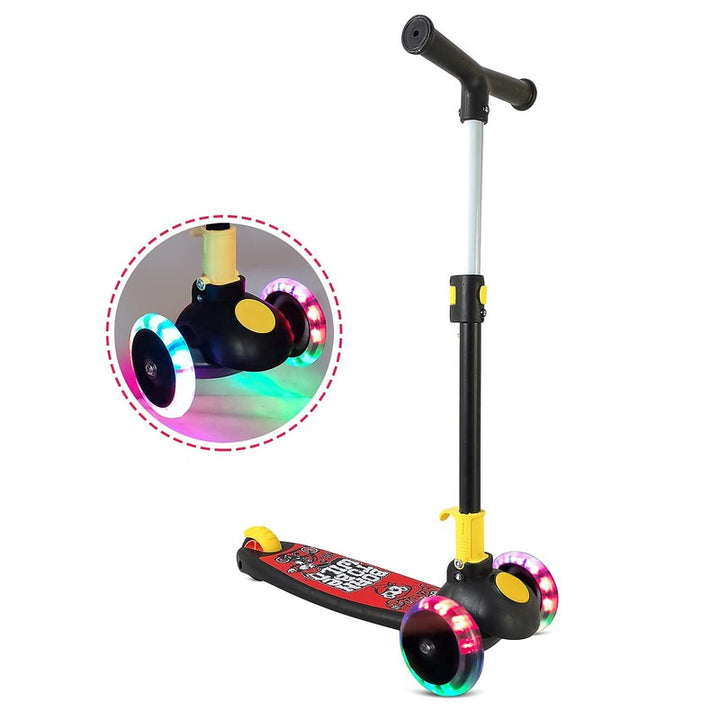 Dynamic Kids Kick Scooter: 3 Adjustable Heights, Foldable Design, Attractive PVC Wheels, Rear Brakes, Ages 3+, 40 kg Weight Capacity, Black