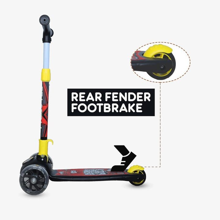 Dynamic Kids Kick Scooter: 3 Adjustable Heights, Foldable Design, Attractive PVC Wheels, Rear Brakes, Ages 3+, 40 kg Weight Capacity, Black