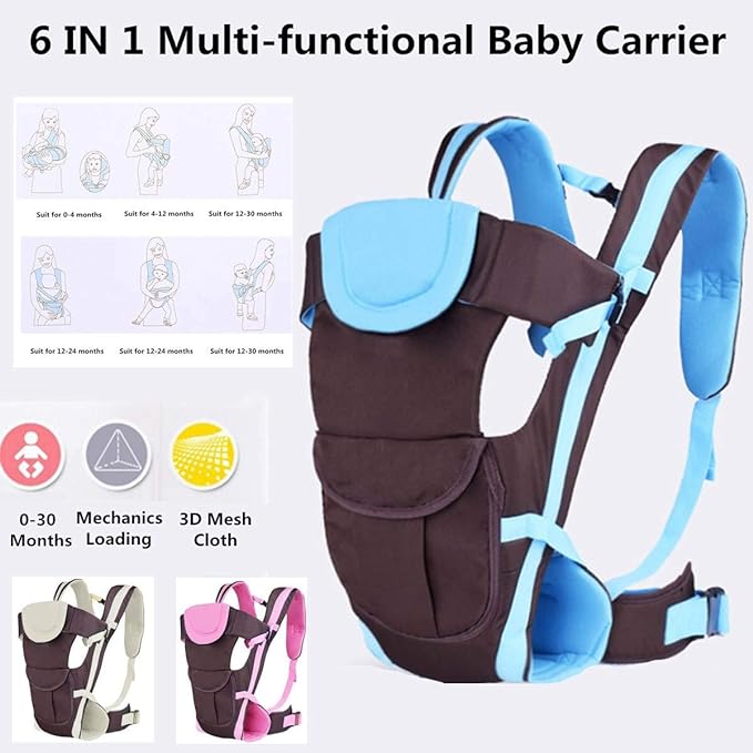 Versatile 4-in-1 Soft Baby Carrier With Comfortable Head Support & Buckle Straps (Pink)