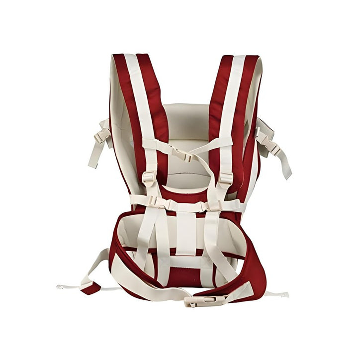 Premium 4-in-1 Baby Carrier With Comfortable Head Support & Buckle Straps (Red)