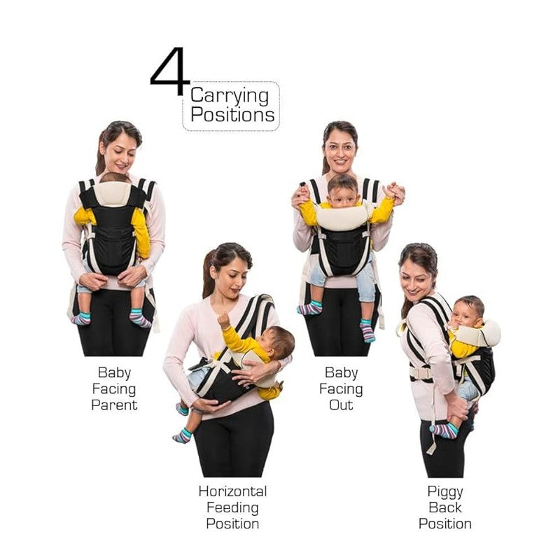 Elite 4-in-1 Baby Carrier With Comfortable Head Support & Buckle Straps (Black)