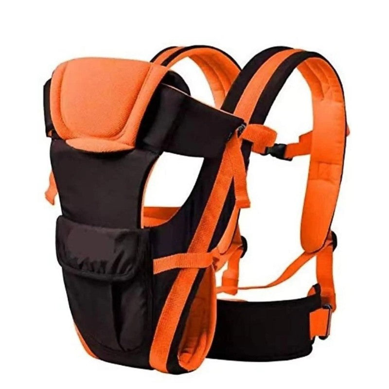 Versatile 4-in-1 Soft Baby Carrier with Comfortable Head Support & Buckle Straps (Orange)