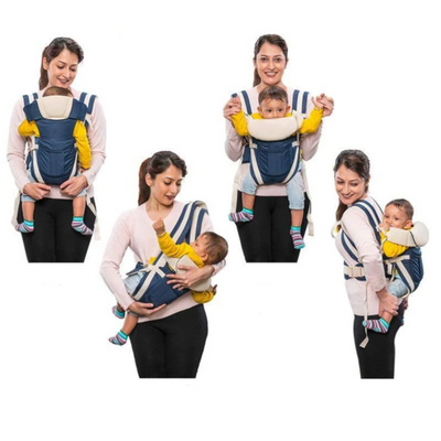 Versatile 4-in-1 Soft Baby Carrier with Comfortable Head Support & Buckle Straps (Orange)