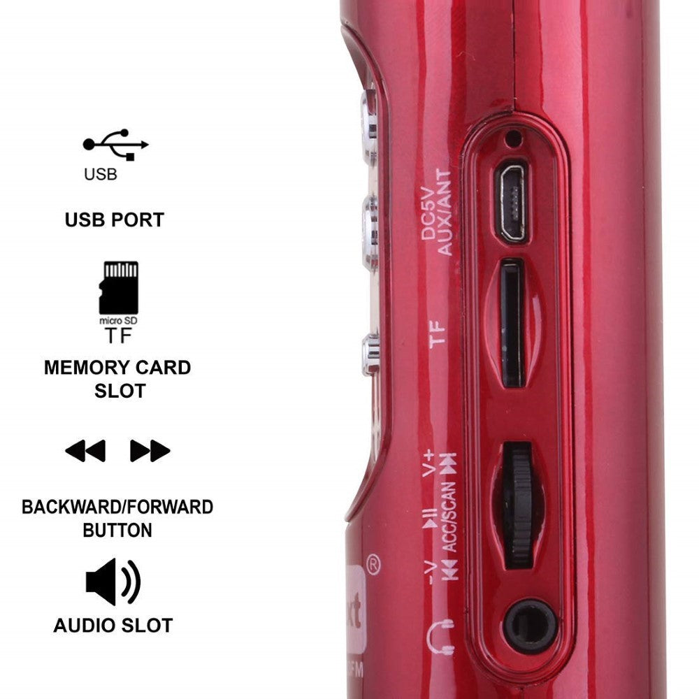 Versatile Handheld Wireless Karaoke Mic | Multi-Function Bluetooth Singing Mike with Microphone Speaker for All Smartphones (Red)