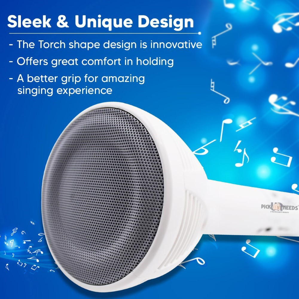 Melody Magic Handheld Wireless Karaoke Mic | Multi-Function Bluetooth, Microphone Speaker for Smartphones (White)