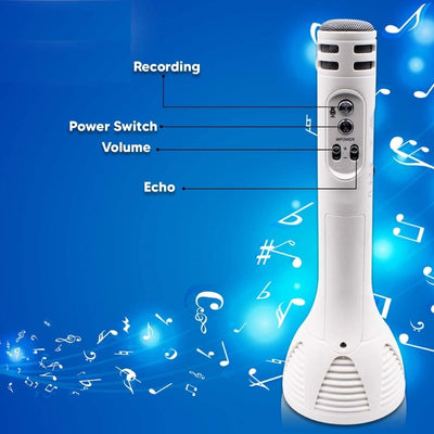 Melody Magic Handheld Wireless Karaoke Mic | Multi-Function Bluetooth, Microphone Speaker for Smartphones (White)