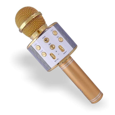 Harmony Pro: WS 818 Bluetooth Mic | Wireless Handheld Karaoke Microphone with Audio Recording and Speaker (Golden)