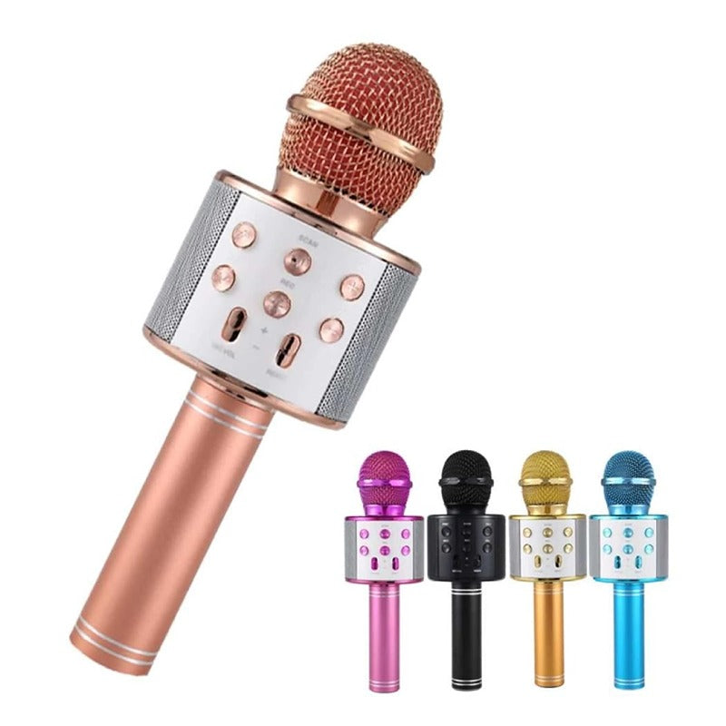 Harmony Pro: WS 818 Bluetooth Mic - Wireless Handheld Karaoke Microphone with Audio Recording and Speaker, Compatible with All Smartphones (Golden)