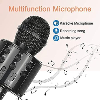 Echo Virtuoso: WS 818 Bluetooth Mic - Wireless Handheld Karaoke Microphone with Speaker, Ideal for Audio Recording on All Smartphones (Black)