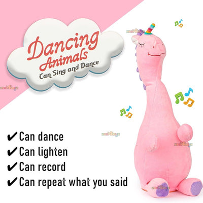 Dancing Unicorn Plush Toy: Wriggle, Sing, Record, and Repeat What You Say