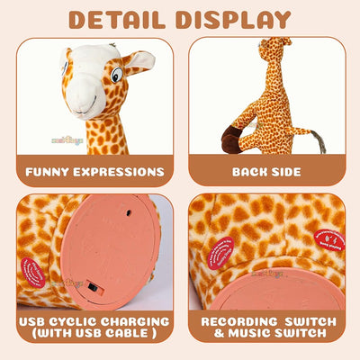 Dancing Giraffe Plush Toy: Wriggle, Sing, Record, and Repeat What You Say