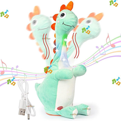 Dancing Dinosaur Plush Toy: Wriggle, Sing, Record, and Repeat What You Say