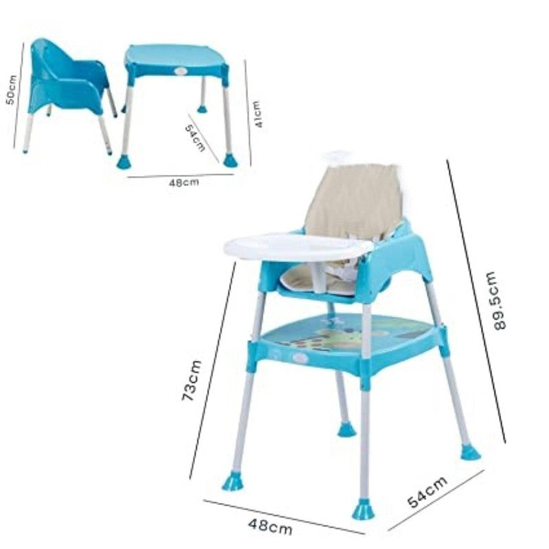 Convertible 4-in-1 Booster | Feeding High Chair with Adjustable Tray, Table, Soft Cushion and Chair for Baby