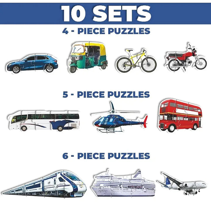 Toykraft Transport Vehicle Puzzles – 4, 5 & 6 Piece Toddler Floor Puzzles