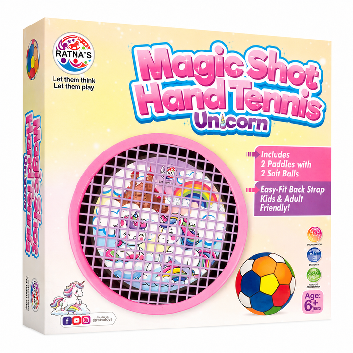 Ratna’s Magic Shot Hand Tennis Game Unicorn | Fun Handheld Ball Game