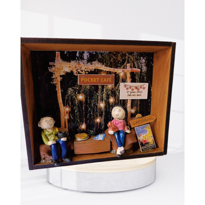 Restaurant Cafe Romantic Personalised Couple Miniature Shadow Box Frame (COD Not Available)