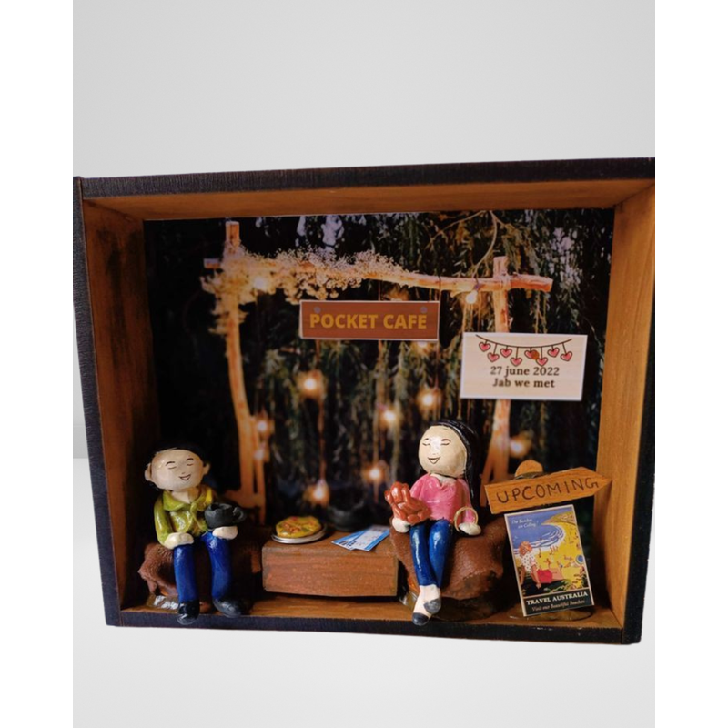 Restaurant Cafe Romantic Personalised Couple Miniature Shadow Box Frame (COD Not Available)