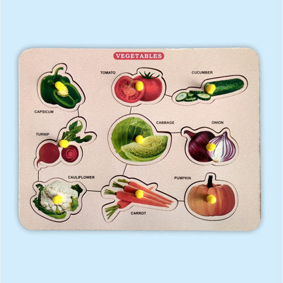 Colorful Vegetables Wooden Peg Jigsaw Puzzle Board