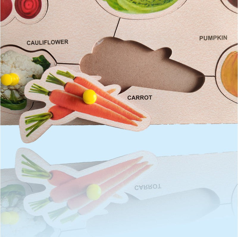 Colorful Vegetables Wooden Peg Jigsaw Puzzle Board