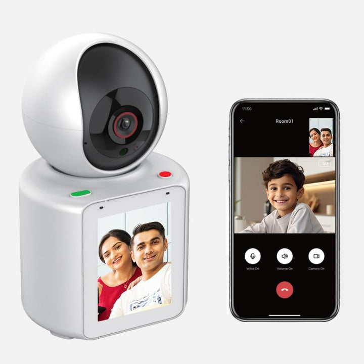 Indoor 2MP Security Camera with Screen, 2 Way Voice & Video Calling and WiFi 2.4Ghz (2-18 Years)