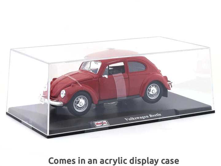 Maisto Original Volkswagen Beetle Licensed Diecast Car with Openable Doors (Acrylic Box) | 1:24 Scale Model (14 Years Till Grown Ups)