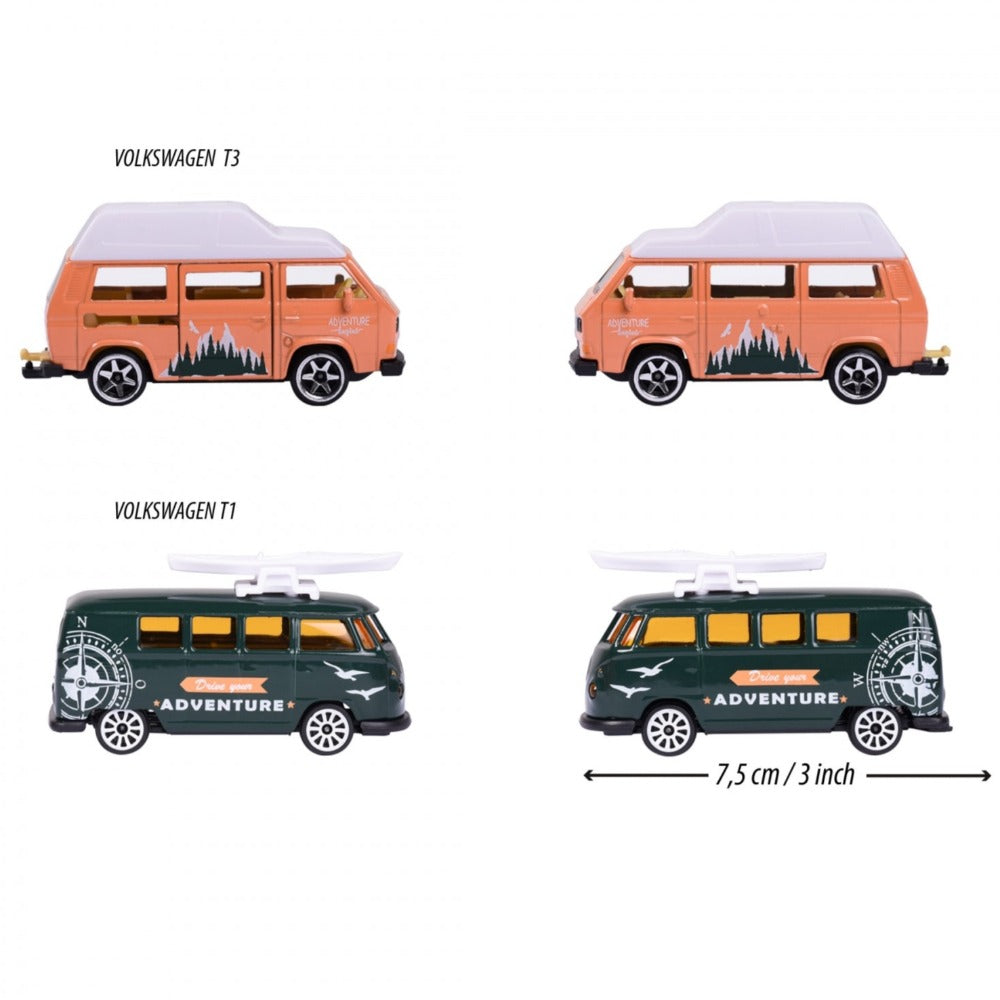Original Licensed Volkswagen (The Originals) Diecast Vehicles Set (Set of 2 Vehicles - Volkswagen T1 and Volkswagen T3)