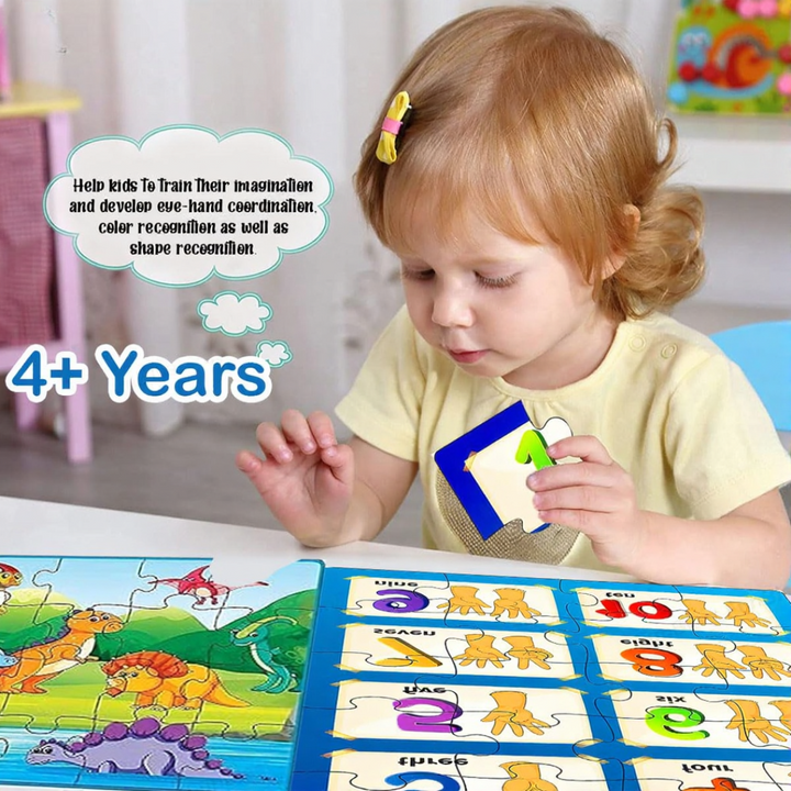 FunBlast Set of 6 Wooden Puzzle - ABC, 123, Fruits, Numbers, Animals, Vehicles & Alphabet (1-3 Years)