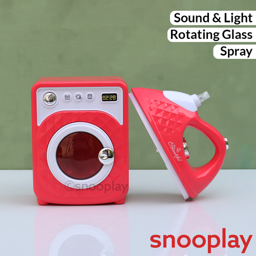 Set of 2 Realistic Mini Home Helper Play Set - Washing Machine & Iron (3-7 Years)