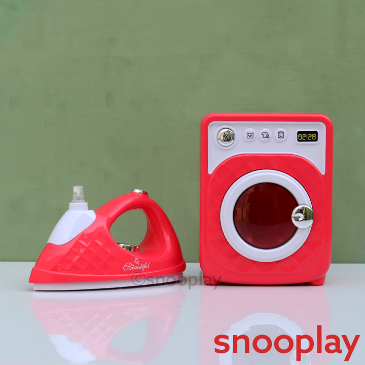 Set of 2 Realistic Mini Home Helper Play Set - Washing Machine & Iron (3-7 Years)