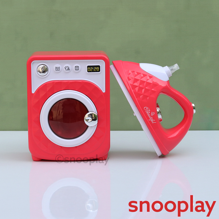 Set of 2 Realistic Mini Home Helper Play Set - Washing Machine & Iron (3-7 Years)