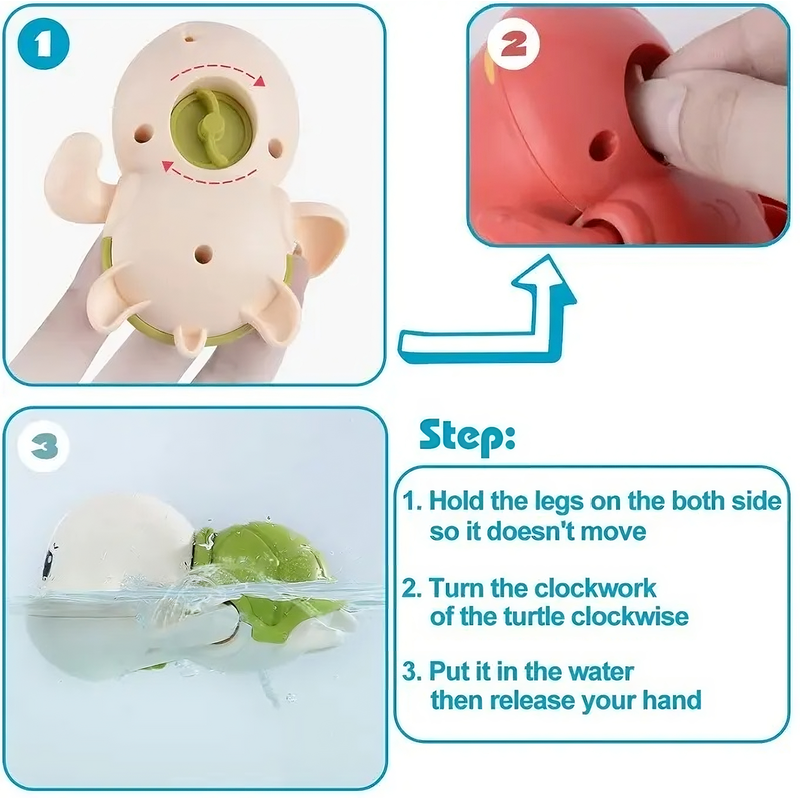 Plastic Floating Water Tortoise Bathtub Toy for Kids, Cute Bathing Toys for Toddlers, Water Toys (Pack of 1) - Assorted Color