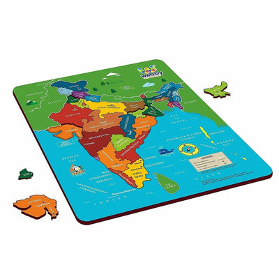 Wooden Educational Learning India Political Map Puzzle Board for Kids