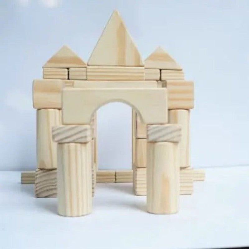 Beginner Wooden Building Blocks (34 pieces, 1 Plank)