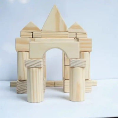 Beginner Wooden Building Blocks (34 pieces, 1 Plank)